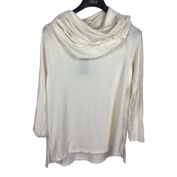 Gibsonlook Cozy Convertible Neckline Tunic Top Cowl Neck Ivory Womens Medium NEW - Picture 2 of 5